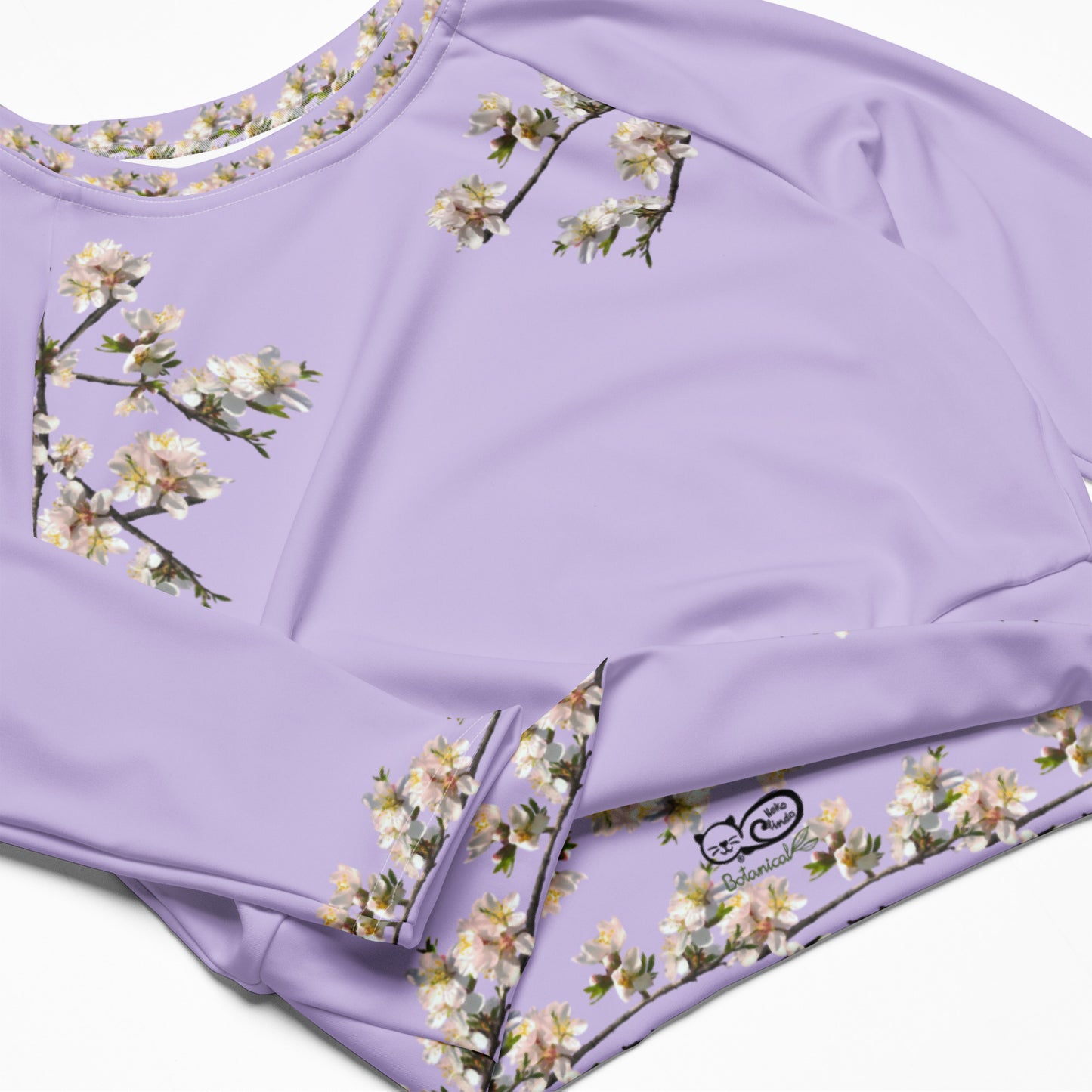 Camiseta sostenible crop | Flor de Almendro – Manga larga – Diseño Nekolindo