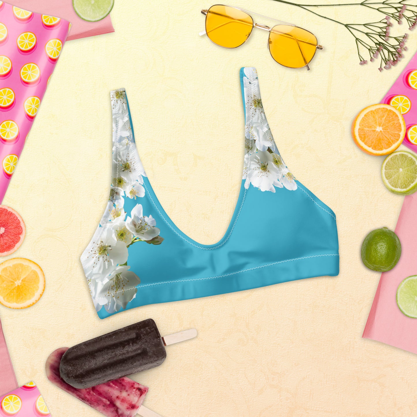 Sujetador de bikini sostenible | Flor de Cerezo – Con relleno – Diseño Nekolindo